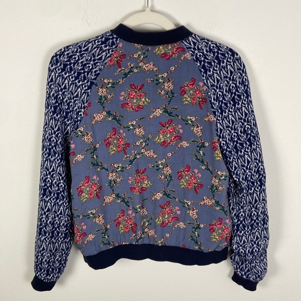 Free‎ People Women's S Floral Quilted Baseball Bomber Jacket Boho Summer Coastal - Picture 5 of 6